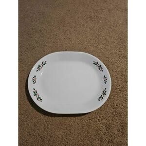 Vintage Corelle Winter Holly Christmas Platter, serving platter, green and red